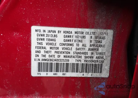 2013 Honda Fit z USA, uszkodzony, nr VIN JHMGE8G34DC025209